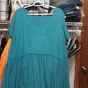 Torrid darker turquoise dress with knit round neck